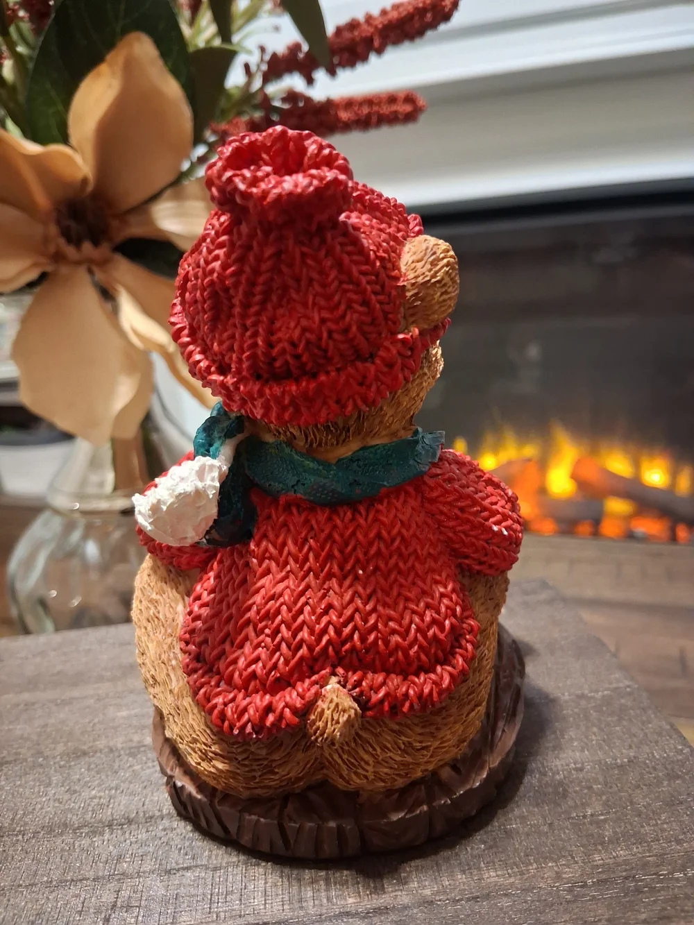 Festive Red Sweater Bear Holiday Figurine